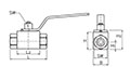 AE2 Series 316 Stainless Steel Two-Way Block Body Threaded Ball Valves - 2